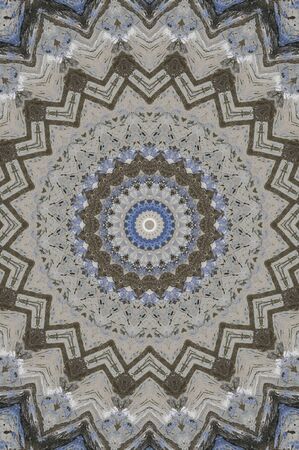 Abstract Colorful Painted Kaleidoscopic Graphic Background. Futuristic Psychedelic Hypnotic Backdrop Pattern With Texture. Folk Ethnic Floral Ornamental Mandala. Vintage Decorative Geometric Mosaicの写真素材