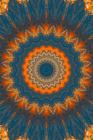 Abstract Colorful Painted Kaleidoscopic Graphic Background. Futuristic Psychedelic Hypnotic Backdrop Pattern With Texture. Folk Ethnic Floral Ornamental Mandala. Vintage Decorative Geometric Mosaicの写真素材