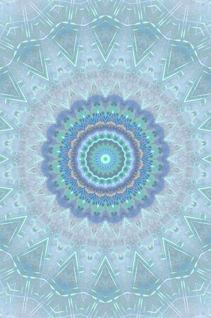 Abstract Colorful Painted Kaleidoscopic Graphic Background. Futuristic Psychedelic Hypnotic Backdrop Pattern With Texture. Folk Ethnic Floral Ornamental Mandala. Vintage Decorative Geometric Mosaicの写真素材