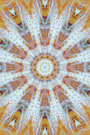 Abstract Colorful Painted Kaleidoscopic Graphic Background. Futuristic Psychedelic Hypnotic Backdrop Pattern With Texture. Folk Ethnic Floral Ornamental Mandala. Vintage Decorative Geometric Mosaicの写真素材