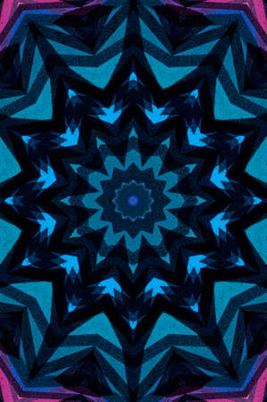 Abstract Colorful Painted Kaleidoscopic Graphic Background. Futuristic Psychedelic Hypnotic Backdrop Pattern With Texture. Folk Ethnic Floral Ornamental Mandala. Vintage Decorative Geometric Mosaicの写真素材
