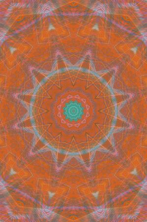 Abstract Colorful Painted Kaleidoscopic Graphic Background. Futuristic Psychedelic Hypnotic Backdrop Pattern With Texture. Folk Ethnic Floral Ornamental Mandala. Vintage Decorative Geometric Mosaicの写真素材