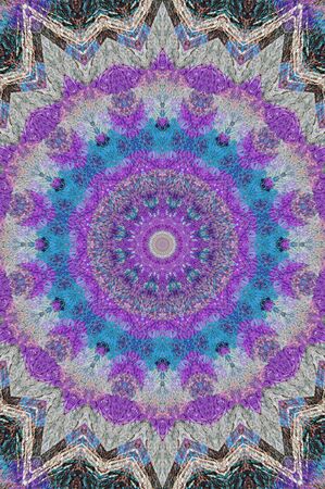 Abstract Colorful Painted Kaleidoscopic Graphic Background. Futuristic Psychedelic Hypnotic Backdrop Pattern With Texture. Folk Ethnic Floral Ornamental Mandala. Vintage Decorative Geometric Mosaicの写真素材
