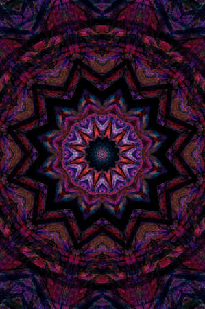 Abstract Colorful Painted Kaleidoscopic Graphic Background. Futuristic Psychedelic Hypnotic Backdrop Pattern With Texture. Folk Ethnic Floral Ornamental Mandala. Vintage Decorative Geometric Mosaicの写真素材