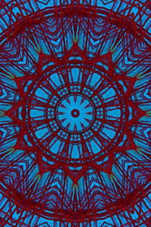 Abstract Colorful Painted Kaleidoscopic Graphic Background. Futuristic Psychedelic Hypnotic Backdrop Pattern With Texture. Folk Ethnic Floral Ornamental Mandala. Vintage Decorative Geometric Mosaicの写真素材