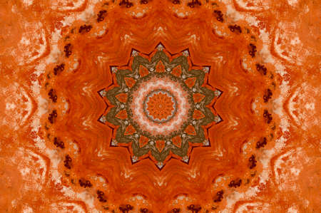 Abstract Colorful Painted Kaleidoscopic Graphic Background. Futuristic Psychedelic Hypnotic Backdrop Pattern With Texture. Folk Ethnic Floral Ornamental Mandala. Vintage Decorative Geometric Mosaicの写真素材