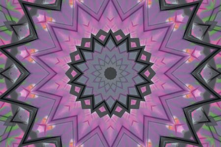 Abstract Colorful Painted Kaleidoscopic Graphic Background. Futuristic Psychedelic Hypnotic Backdrop Pattern With Texture. Folk Ethnic Floral Ornamental Mandala. Vintage Decorative Geometric Mosaicの写真素材