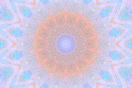 Abstract Colorful Painted Kaleidoscopic Graphic Background. Futuristic Psychedelic Hypnotic Backdrop Pattern With Texture. Folk Ethnic Floral Ornamental Mandala. Vintage Decorative Geometric Mosaicの写真素材