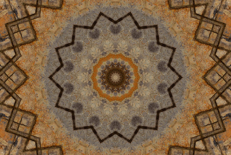 Abstract Colorful Painted Kaleidoscopic Graphic Background. Futuristic Psychedelic Hypnotic Backdrop Pattern With Texture. Folk Ethnic Floral Ornamental Mandala. Vintage Decorative Geometric Mosaicの写真素材