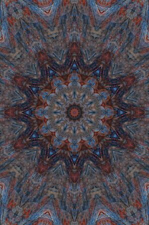 Abstract Colorful Painted Kaleidoscopic Graphic Background. Futuristic Psychedelic Hypnotic Backdrop Pattern With Texture. Folk Ethnic Floral Ornamental Mandala. Vintage Decorative Geometric Mosaicの写真素材