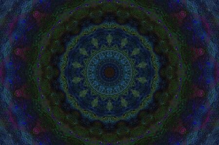 Abstract Colorful Painted Kaleidoscopic Graphic Background. Futuristic Psychedelic Hypnotic Backdrop Pattern With Texture. Folk Ethnic Floral Ornamental Mandala. Vintage Decorative Geometric Mosaicの写真素材