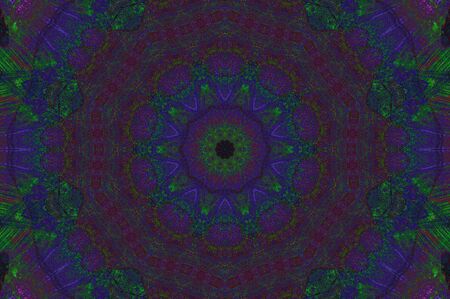 Abstract Colorful Painted Kaleidoscopic Graphic Background. Futuristic Psychedelic Hypnotic Backdrop Pattern With Texture. Folk Ethnic Floral Ornamental Mandala. Vintage Decorative Geometric Mosaicの写真素材