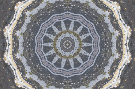 Abstract Colorful Painted Kaleidoscopic Graphic Background. Futuristic Psychedelic Hypnotic Backdrop Pattern With Texture. Folk Ethnic Floral Ornamental Mandala. Vintage Decorative Geometric Mosaicの写真素材