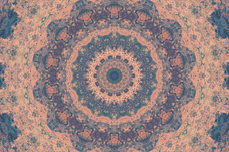 Abstract Colorful Painted Kaleidoscopic Graphic Background. Futuristic Psychedelic Hypnotic Backdrop Pattern With Texture. Folk Ethnic Floral Ornamental Mandala. Vintage Decorative Geometric Mosaicの写真素材