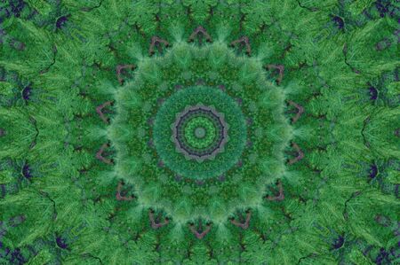 Abstract Colorful Painted Kaleidoscopic Graphic Background. Futuristic Psychedelic Hypnotic Backdrop Pattern With Texture. Folk Ethnic Floral Ornamental Mandala. Vintage Decorative Geometric Mosaicの写真素材