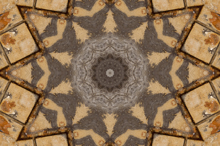 Abstract Colorful Painted Kaleidoscopic Graphic Background. Futuristic Psychedelic Hypnotic Backdrop Pattern With Texture. Folk Ethnic Floral Ornamental Mandala. Vintage Decorative Geometric Mosaicの写真素材