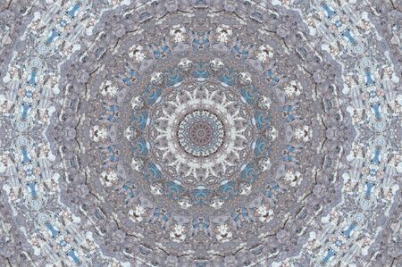 Abstract Colorful Painted Kaleidoscopic Graphic Background. Futuristic Psychedelic Hypnotic Backdrop Pattern With Texture. Folk Ethnic Floral Ornamental Mandala. Vintage Decorative Geometric Mosaicの写真素材