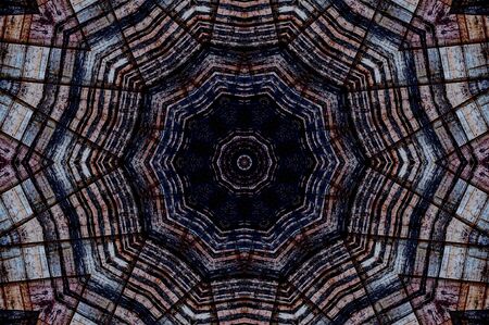 Abstract Colorful Painted Kaleidoscopic Graphic Background. Futuristic Psychedelic Hypnotic Backdrop Pattern With Texture. Folk Ethnic Floral Ornamental Mandala. Vintage Decorative Geometric Mosaicの写真素材