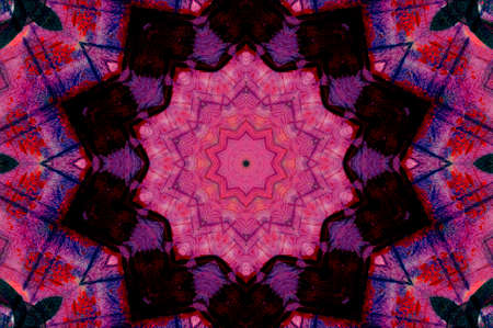 Abstract Colorful Painted Kaleidoscopic Graphic Background. Futuristic Psychedelic Hypnotic Backdrop Pattern With Texture. Folk Ethnic Floral Ornamental Mandala. Vintage Decorative Geometric Mosaicの写真素材