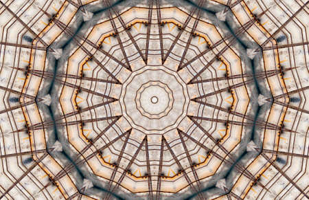 Abstract Colorful Painted Kaleidoscopic Graphic Background. Futuristic Psychedelic Hypnotic Backdrop Pattern With Texture. Folk Ethnic Floral Ornamental Mandala. Vintage Decorative Geometric Mosaicの写真素材