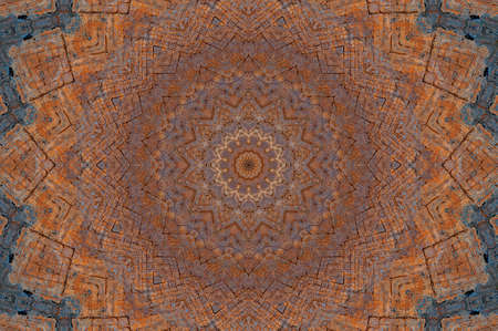 Abstract Colorful Painted Kaleidoscopic Graphic Background. Futuristic Psychedelic Hypnotic Backdrop Pattern With Texture. Folk Ethnic Floral Ornamental Mandala. Vintage Decorative Geometric Mosaicの写真素材