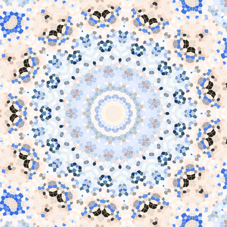 Abstract Colorful Painted Kaleidoscopic Graphic Background. Futuristic Psychedelic Hypnotic Backdrop Pattern With Texture. Folk Ethnic Floral Ornamental Mandala. Vintage Decorative Geometric Mosaicの写真素材