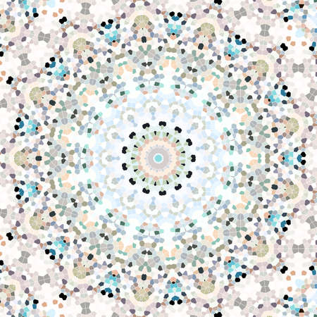 Abstract Colorful Painted Kaleidoscopic Graphic Background. Futuristic Psychedelic Hypnotic Backdrop Pattern With Texture. Folk Ethnic Floral Ornamental Mandala. Vintage Decorative Geometric Mosaicの写真素材