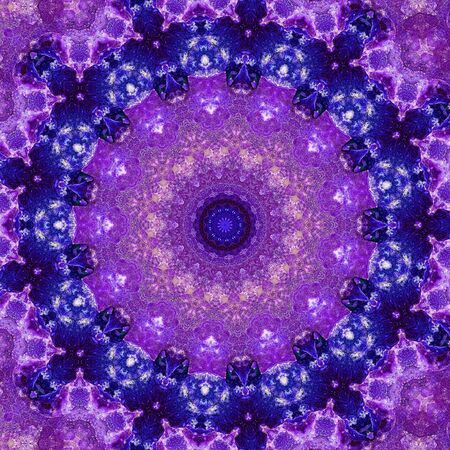 Abstract Colorful Painted Kaleidoscopic Graphic Background. Futuristic Psychedelic Hypnotic Backdrop Pattern With Texture. Folk Ethnic Floral Ornamental Mandala. Vintage Decorative Geometric Mosaicの写真素材