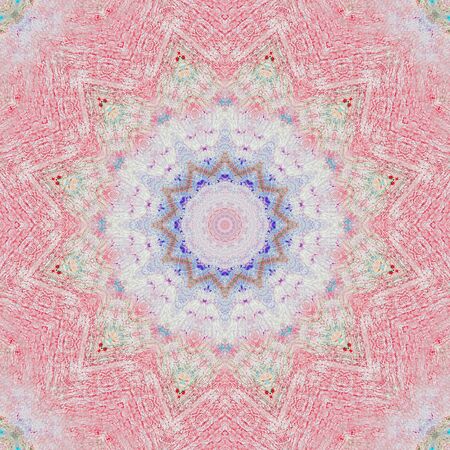 Abstract Colorful Painted Kaleidoscopic Graphic Background. Futuristic Psychedelic Hypnotic Backdrop Pattern With Texture. Folk Ethnic Floral Ornamental Mandala. Vintage Decorative Geometric Mosaicの写真素材