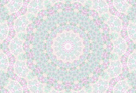 Abstract Colorful Painted Kaleidoscopic Graphic Background. Futuristic Psychedelic Hypnotic Backdrop Pattern With Texture. Folk Ethnic Floral Ornamental Mandala. Vintage Decorative Geometric Mosaicの写真素材
