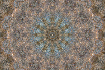 Abstract Colorful Painted Kaleidoscopic Graphic Background. Futuristic Psychedelic Hypnotic Backdrop Pattern With Texture. Folk Ethnic Floral Ornamental Mandala. Vintage Decorative Geometric Mosaicの写真素材