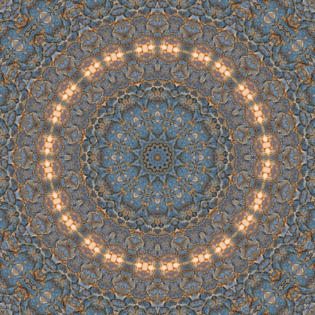 Abstract Colorful Painted Kaleidoscopic Graphic Background. Futuristic Psychedelic Hypnotic Backdrop Pattern With Texture. Folk Ethnic Floral Ornamental Mandala. Vintage Decorative Geometric Mosaicの写真素材