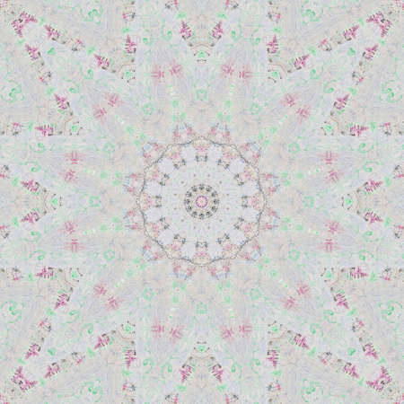 Abstract Colorful Painted Kaleidoscopic Graphic Background. Futuristic Psychedelic Hypnotic Backdrop Pattern With Texture. Folk Ethnic Floral Ornamental Mandala. Vintage Decorative Geometric Mosaicの写真素材