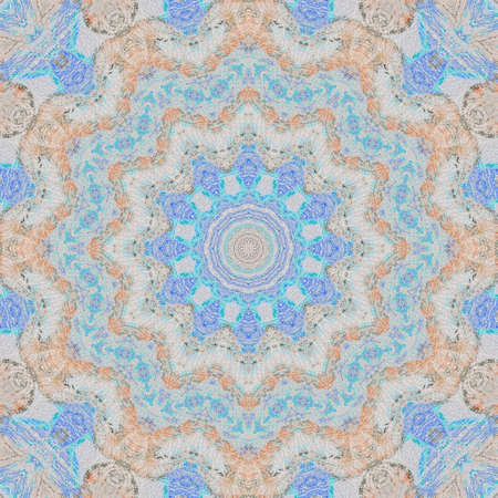 Abstract Colorful Painted Kaleidoscopic Graphic Background. Futuristic Psychedelic Hypnotic Backdrop Pattern With Texture. Folk Ethnic Floral Ornamental Mandala. Vintage Decorative Geometric Mosaicの写真素材