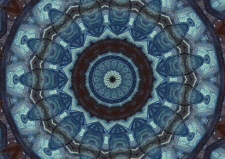 Abstract Colorful Painted Kaleidoscopic Graphic Background. Futuristic Psychedelic Hypnotic Backdrop Pattern With Texture. Folk Ethnic Floral Ornamental Mandala. Vintage Decorative Geometric Mosaicの写真素材