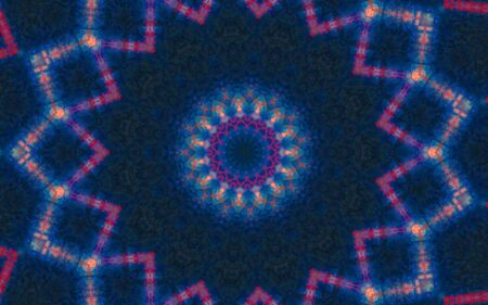 Abstract Colorful Painted Kaleidoscopic Graphic Background. Futuristic Psychedelic Hypnotic Backdrop Pattern With Texture. Folk Ethnic Floral Ornamental Mandala. Vintage Decorative Geometric Mosaicの写真素材