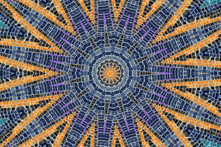 Abstract Colorful Painted Kaleidoscopic Graphic Background. Futuristic Psychedelic Hypnotic Backdrop Pattern With Texture. Folk Ethnic Floral Ornamental Mandala. Vintage Decorative Geometric Mosaicの写真素材