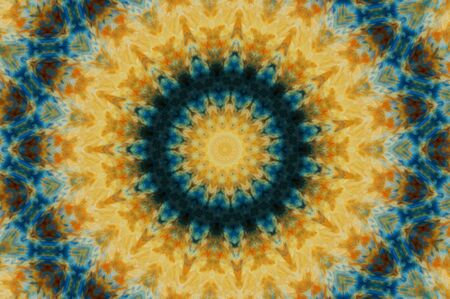 Abstract Colorful Painted Kaleidoscopic Graphic Background. Futuristic Psychedelic Hypnotic Backdrop Pattern With Texture. Folk Ethnic Floral Ornamental Mandala. Vintage Decorative Geometric Mosaicの写真素材