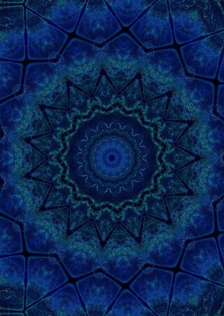 Abstract Colorful Painted Kaleidoscopic Graphic Background. Futuristic Psychedelic Hypnotic Backdrop Pattern With Texture. Folk Ethnic Floral Ornamental Mandala. Vintage Decorative Geometric Mosaicの写真素材