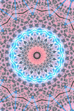 Abstract Colorful Painted Kaleidoscopic Graphic Background. Futuristic Psychedelic Hypnotic Backdrop Pattern With Texture. Folk Ethnic Floral Ornamental Mandala. Vintage Decorative Geometric Mosaicの写真素材