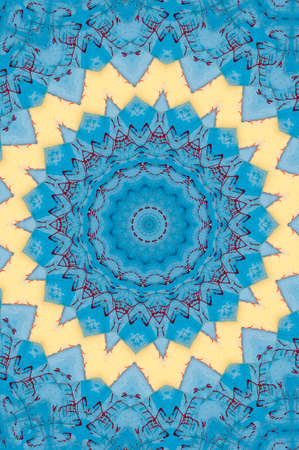 Abstract Colorful Painted Kaleidoscopic Graphic Background. Futuristic Psychedelic Hypnotic Backdrop Pattern With Texture. Folk Ethnic Floral Ornamental Mandala. Vintage Decorative Geometric Mosaicの写真素材