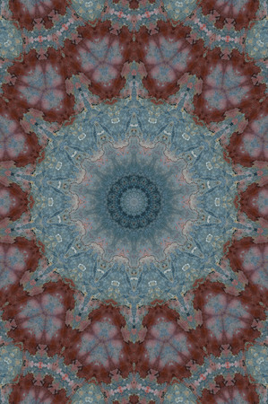 Abstract Colorful Painted Kaleidoscopic Graphic Background. Futuristic Psychedelic Hypnotic Backdrop Pattern With Texture. Folk Ethnic Floral Ornamental Mandala. Vintage Decorative Geometric Mosaicの写真素材