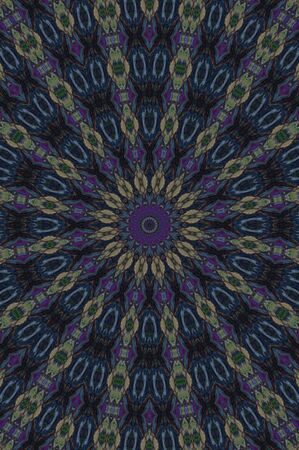 Abstract Colorful Painted Kaleidoscopic Graphic Background. Futuristic Psychedelic Hypnotic Backdrop Pattern With Texture. Folk Ethnic Floral Ornamental Mandala. Vintage Decorative Geometric Mosaicの写真素材