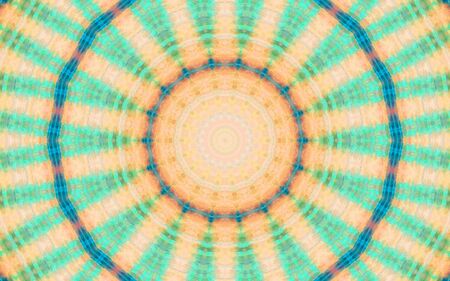 Abstract Colorful Painted Kaleidoscopic Graphic Background. Futuristic Psychedelic Hypnotic Backdrop Pattern With Texture. Folk Ethnic Floral Ornamental Mandala. Vintage Decorative Geometric Mosaicの写真素材