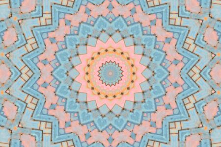 Abstract Colorful Painted Kaleidoscopic Graphic Background. Futuristic Psychedelic Hypnotic Backdrop Pattern With Texture. Folk Ethnic Floral Ornamental Mandala. Vintage Decorative Geometric Mosaicの写真素材