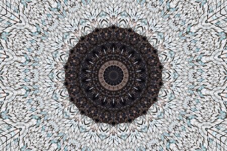 Abstract Colorful Painted Kaleidoscopic Graphic Background. Futuristic Psychedelic Hypnotic Backdrop Pattern With Texture. Folk Ethnic Floral Ornamental Mandala. Vintage Decorative Geometric Mosaicの写真素材