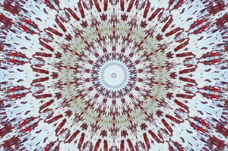 Abstract Colorful Painted Kaleidoscopic Graphic Background. Futuristic Psychedelic Hypnotic Backdrop Pattern With Texture. Folk Ethnic Floral Ornamental Mandala. Vintage Decorative Geometric Mosaicの写真素材