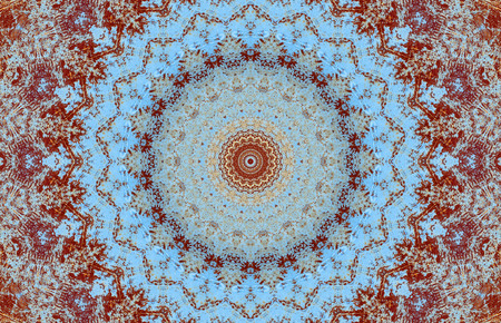 Abstract Colorful Painted Kaleidoscopic Graphic Background. Futuristic Psychedelic Hypnotic Backdrop Pattern With Texture. Folk Ethnic Floral Ornamental Mandala. Vintage Decorative Geometric Mosaicの写真素材