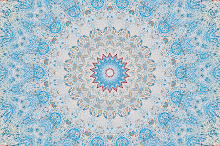 Abstract Colorful Painted Kaleidoscopic Graphic Background. Futuristic Psychedelic Hypnotic Backdrop Pattern With Texture. Folk Ethnic Floral Ornamental Mandala. Vintage Decorative Geometric Mosaicの写真素材