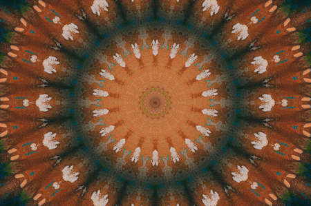 Abstract Colorful Painted Kaleidoscopic Graphic Background. Futuristic Psychedelic Hypnotic Backdrop Pattern With Texture. Folk Ethnic Floral Ornamental Mandala. Vintage Decorative Geometric Mosaicの写真素材